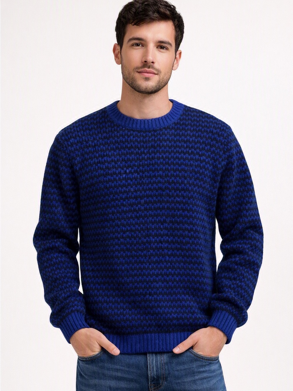Forever 21 Blue and Black knit Striped Sweater size small unisex cotton